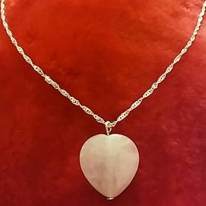 ❤Pink Quartz Heart Pendant Sterling S Chain❤